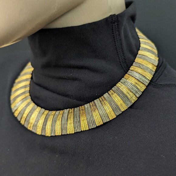 LADY Remington Gold Silver Tone Cleopatra Choker Necklace - Picture 2 of 3